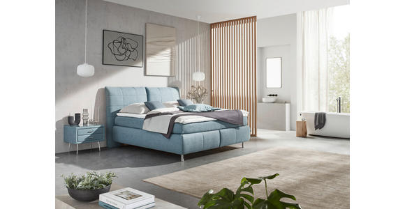 BOXSPRINGBETT 200/200 cm in Hellblau - Alufarben/Hellblau, KONVENTIONELL, Textil (200/200cm) - Dieter Knoll