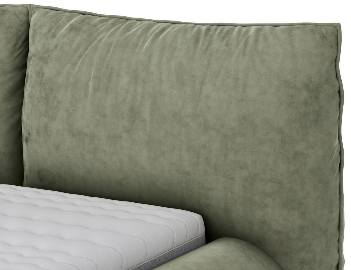 POLSTERBETT 200/200 cm,  in Graugrün,  - Schwarz/Graugrün, Design, Textil/Metall (200/200cm) - Belluti