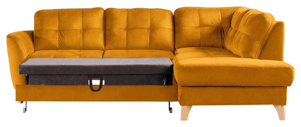 ECKSOFA - Gelb/Buchefarben, Design, Holz/Textil (236/190cm) - Livetastic
