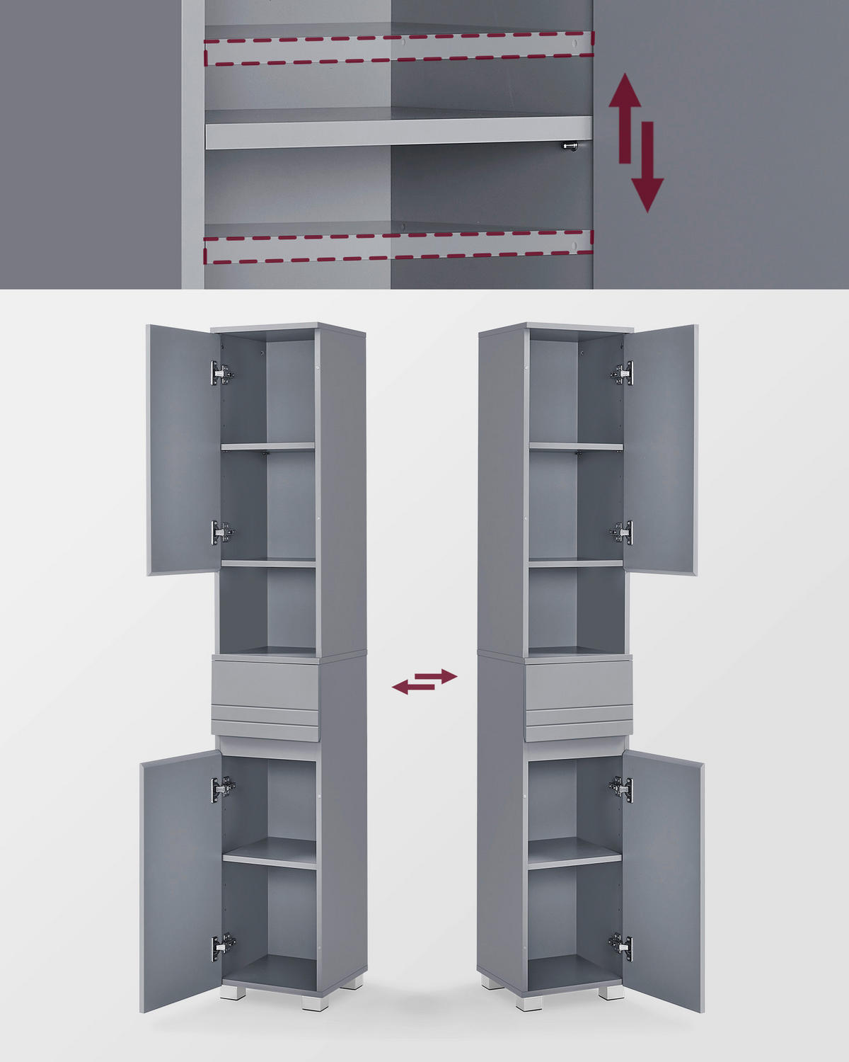HOCHSCHRANK 30/170/30 cm  - Grau, Trend, Holzwerkstoff (30/170/30cm) - MID.YOU