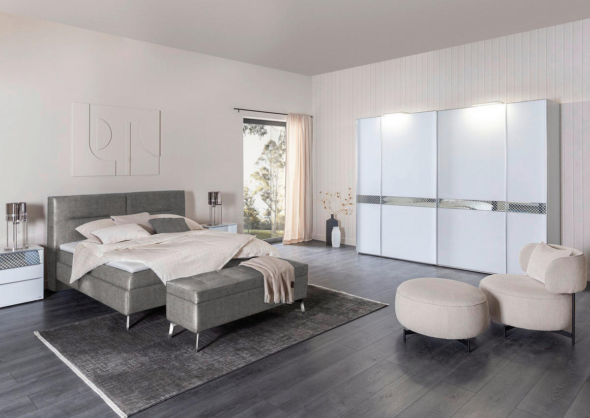 POLSTERBETT Greige 200/200 cm  - Greige/Alufarben, Design, Textil/Metall (200/200cm) - Joop!