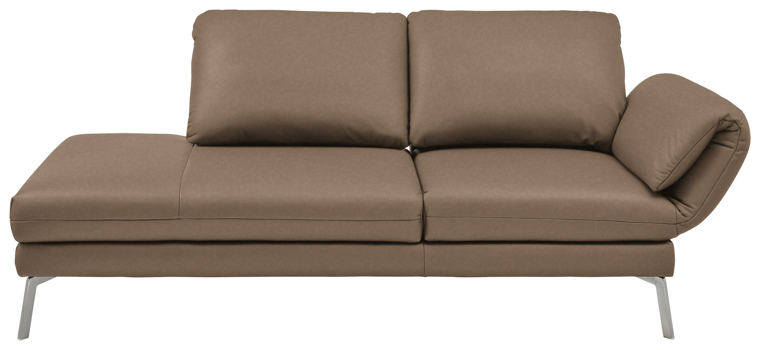 RÉCAMIERE in Echtleder Hellbraun  - Chromfarben/Hellbraun, Design, Leder/Metall (209/85-109/95-16cm) - Dieter Knoll