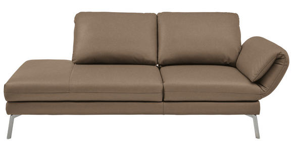 RÉCAMIERE in Echtleder Hellbraun - Chromfarben/Hellbraun, Design, Leder/Metall (209/85-109/95-16cm) - Dieter Knoll
