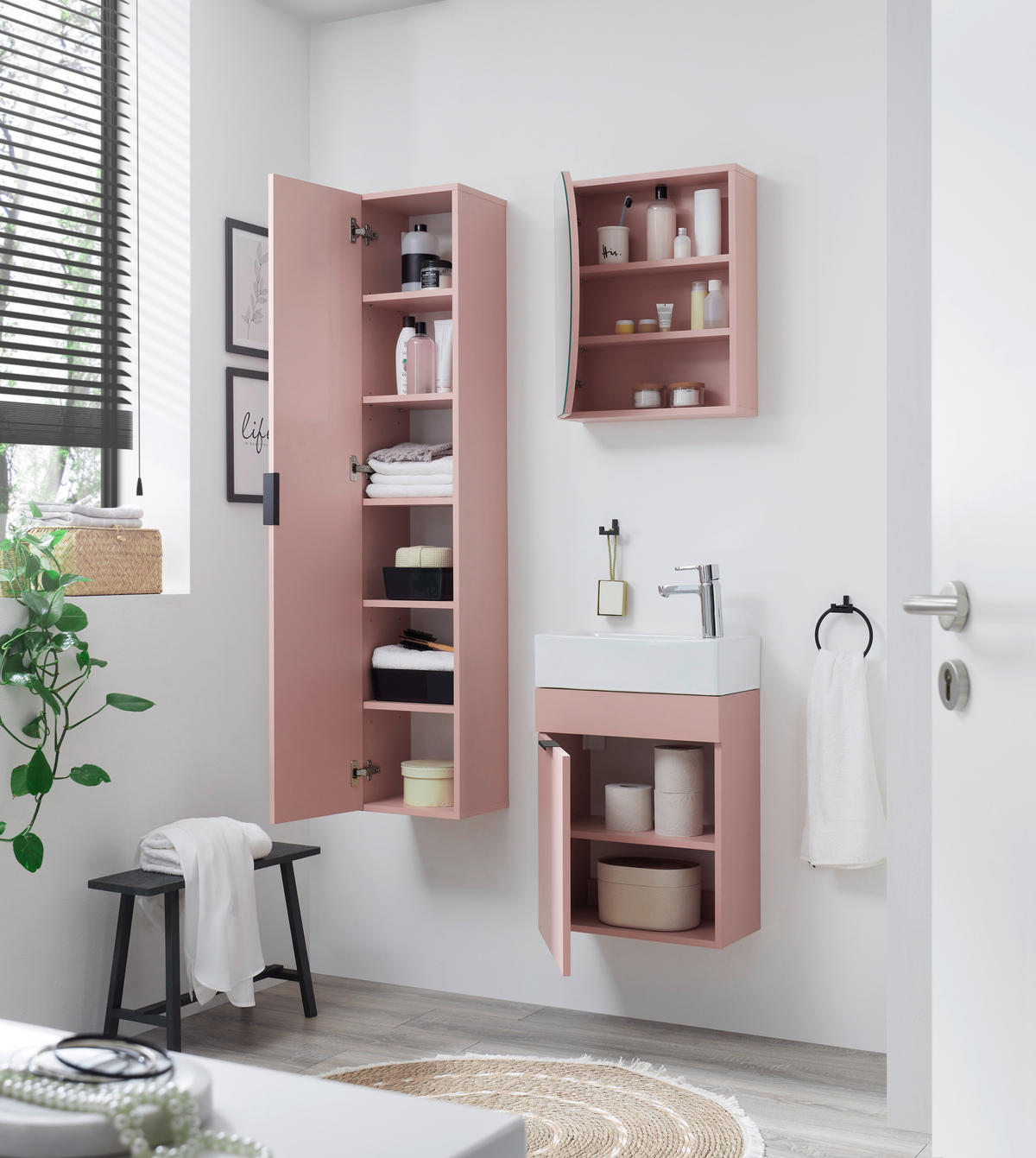 WASCHTISCHKOMBI  - Schwarz/Rosa, Trend, Holzwerkstoff/Metall (45/55/25cm) - MID.YOU