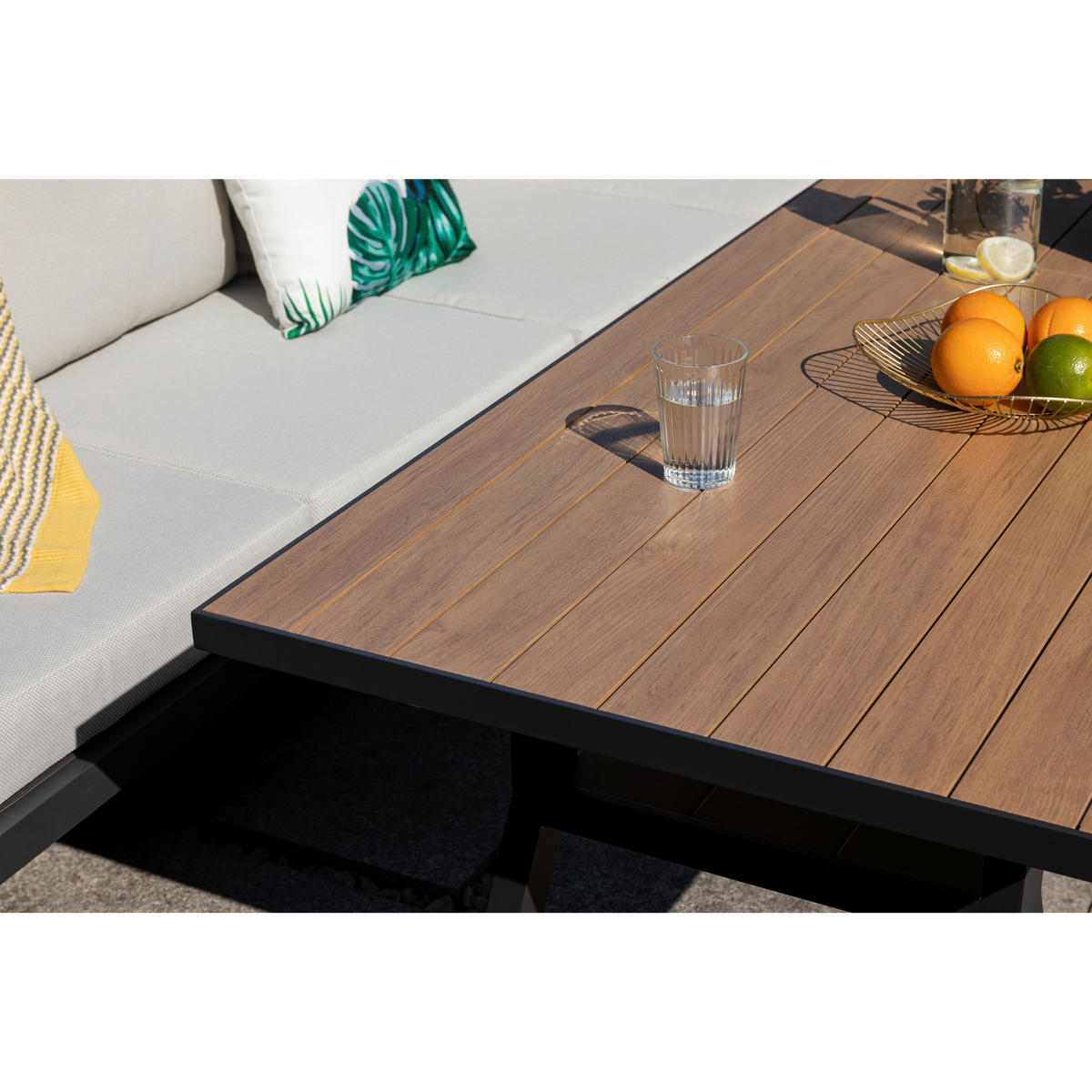 DINING-LOUNGESET Aluminium  - Ecru/Anthrazit, MODERN, Textil/Metall - Gardenson