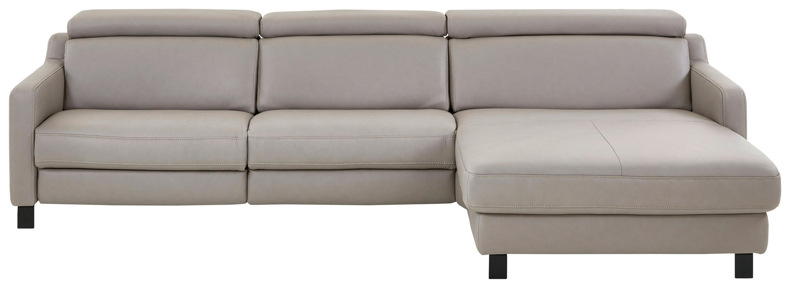 ECKSOFA in Echtleder Grau  - Schwarz/Grau, Design, Leder/Metall (271/176cm) - Valdera