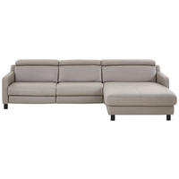 ECKSOFA in Echtleder Grau  - Schwarz/Grau, Design, Leder/Metall (271/176cm) - Valdera