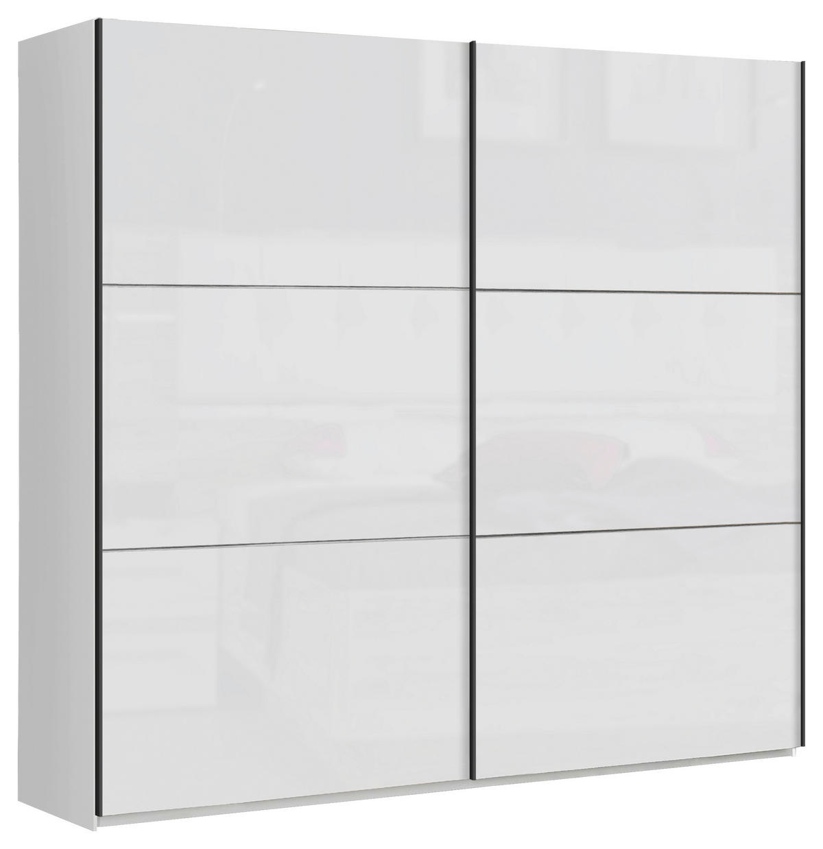 SKŘÍŇ S POSOUVACÍMI DVEŘMI, bílá, vysoce lesklá bílá, 269,9/209,7/61,2 cm - bílá/černá, Moderní, kov/kompozitní dřevo (269,9/209,7/61,2cm) - home24