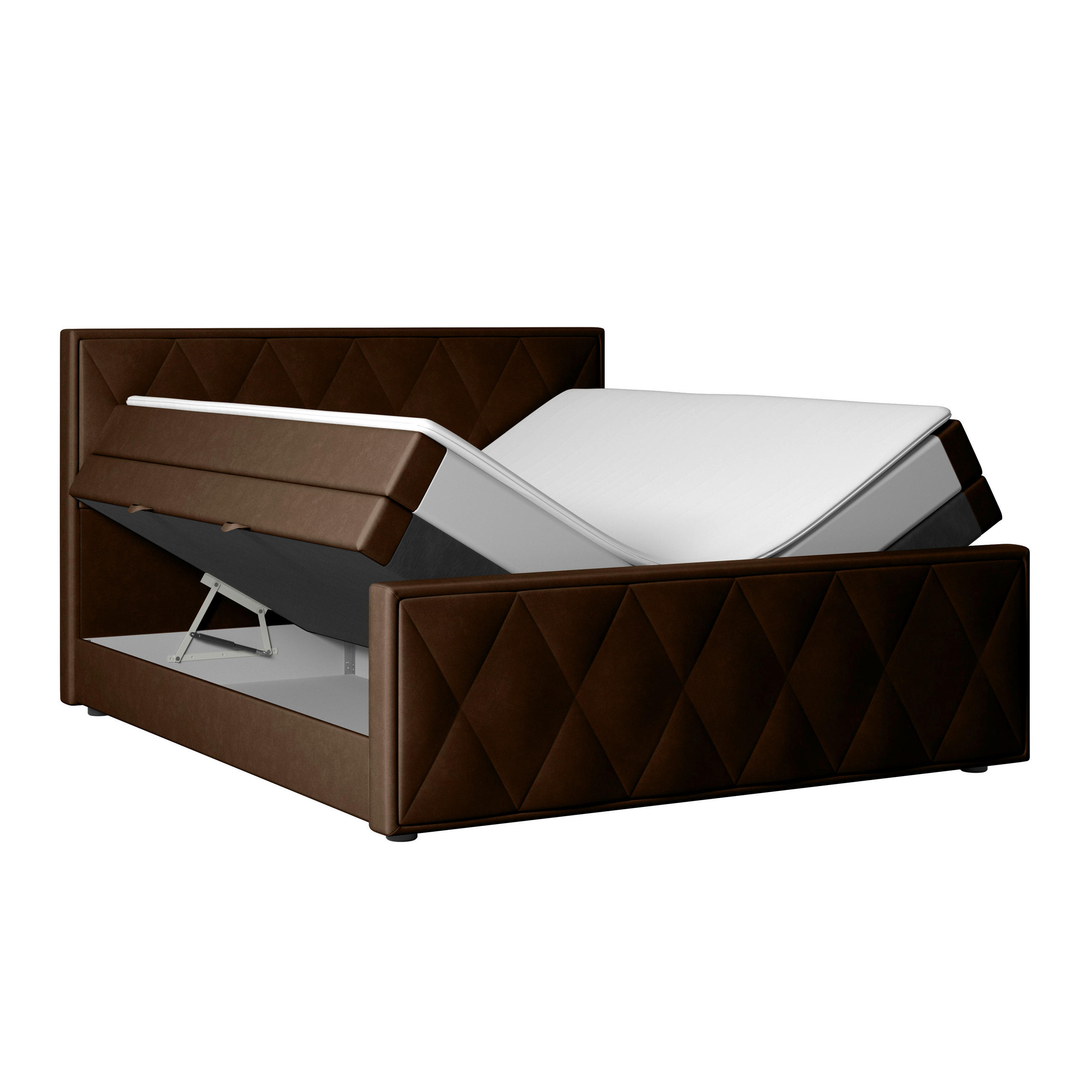 Thumbnail - Mid.you Boxspringbett, Braun, Textil, Birke, Buche,Birke, Buche, teilmassiv, Hartholz,teilmassiv, Hartholz, H2, 7-Zonen,...