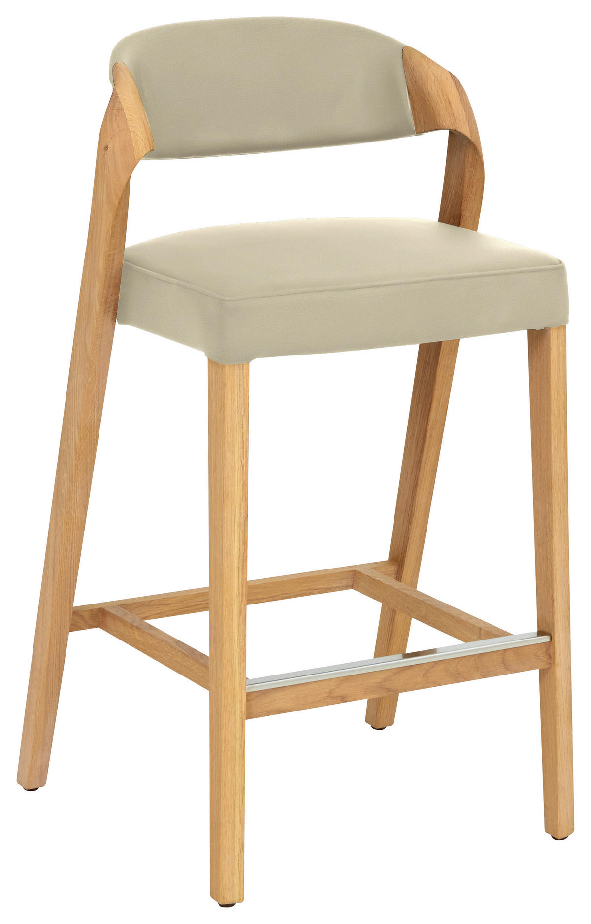 TRESENSTUHL in Creme, Wildeiche  - Wildeiche/Creme, Natur, Leder/Holz (51/93/49cm) - Voglauer