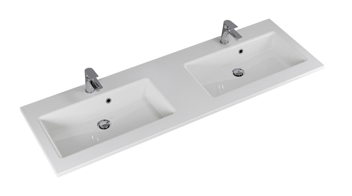 WASCHTISCHKOMBI 153 cm  - Eiche dunkel/Weiß, Design, Holzwerkstoff/Stein (153cm) - Sadena