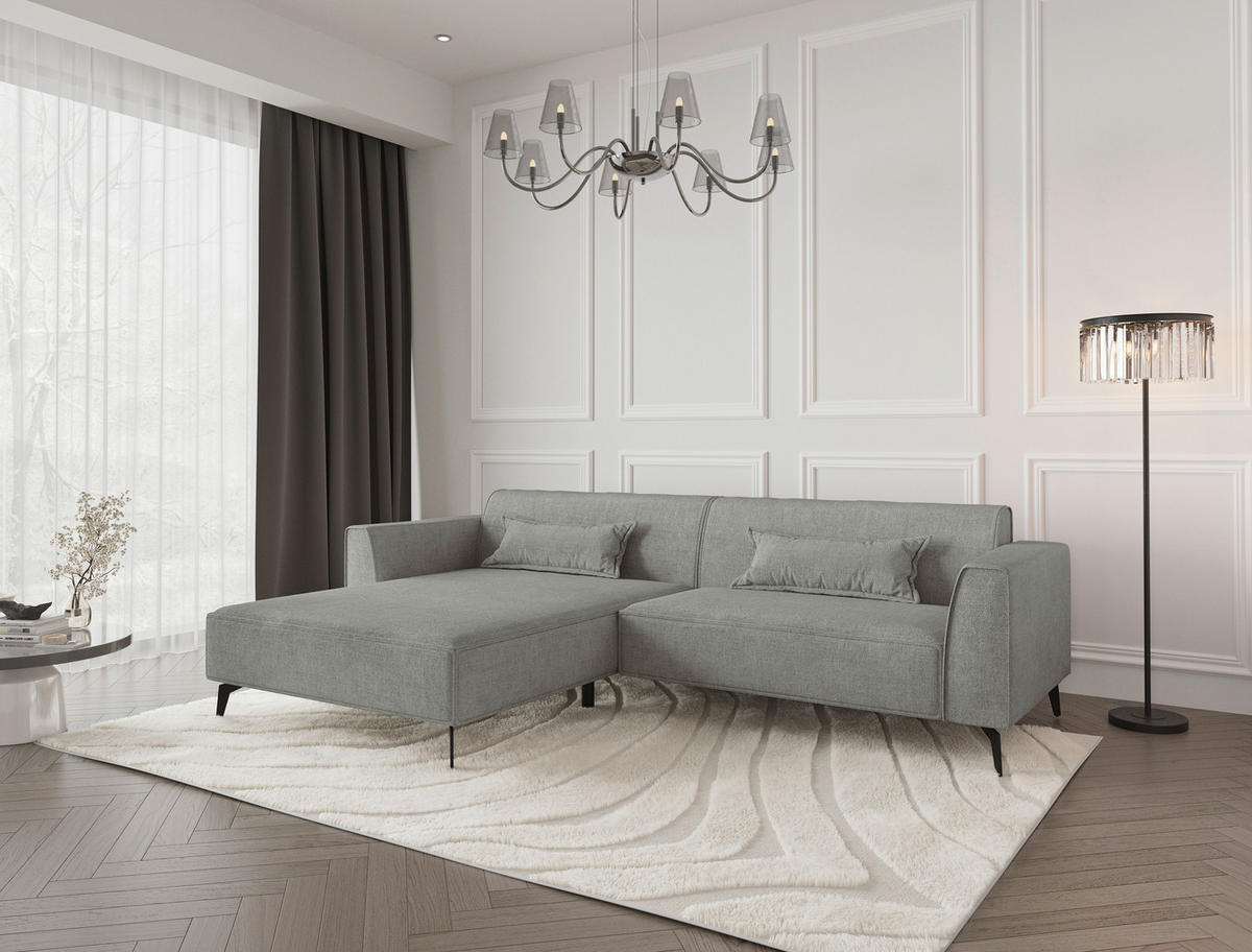 ECKSOFA  in Hellbraun  190/295 cm  - Hellbraun/Schwarz, MODERN, Textil/Metall (190/295cm) - Carryhome