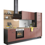 KÜCHENBLOCK XO 15 290 cm  in Graphitfarben, Rot, Eichefarben  - Edelstahlfarben/Eichefarben, Design, Holzwerkstoff/Metall (290cm) - Xora