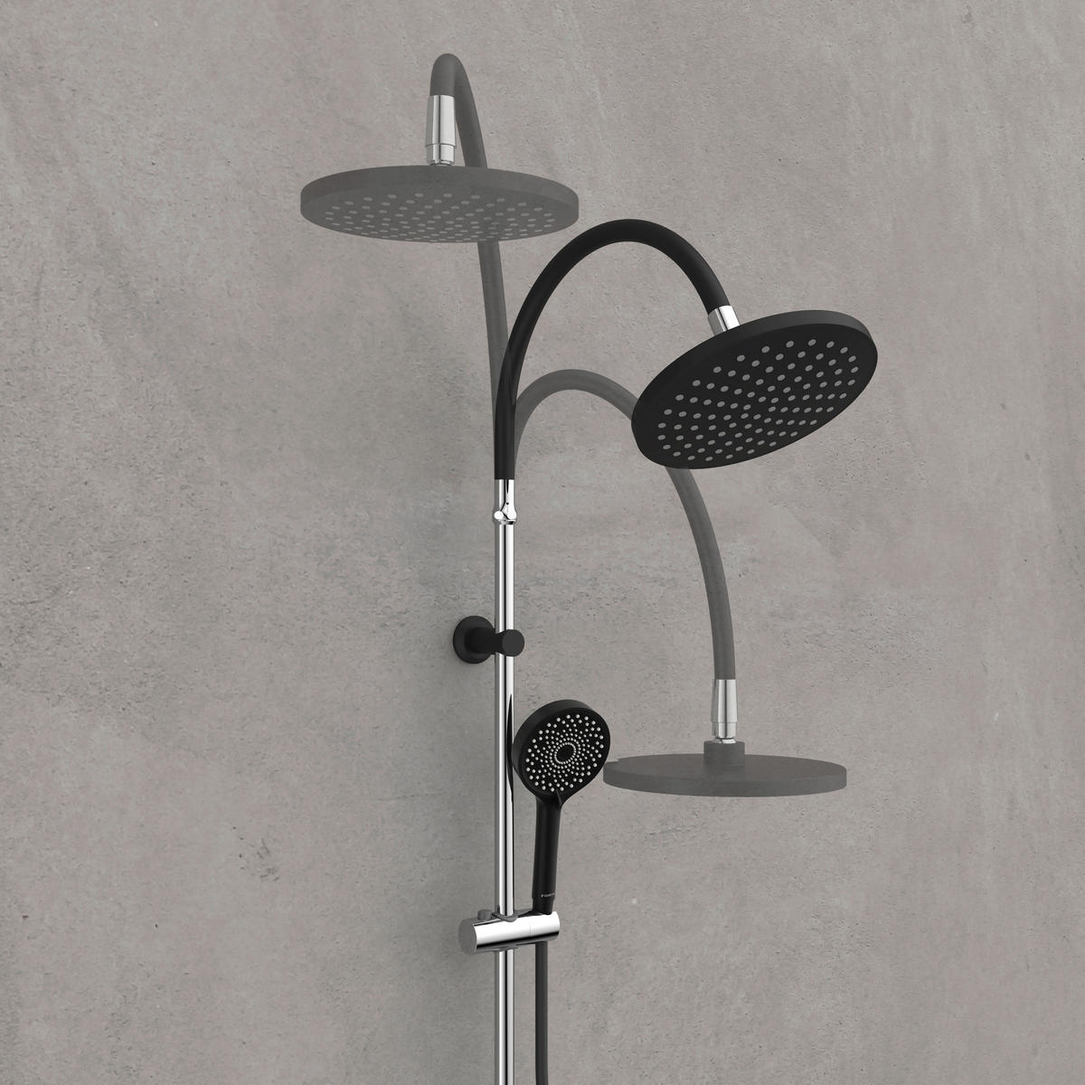 ÜBERKOPFBRAUSESET - Chromfarben/Schwarz, Basics, Kunststoff/Metall (22,5/100/5cm) - Schütte