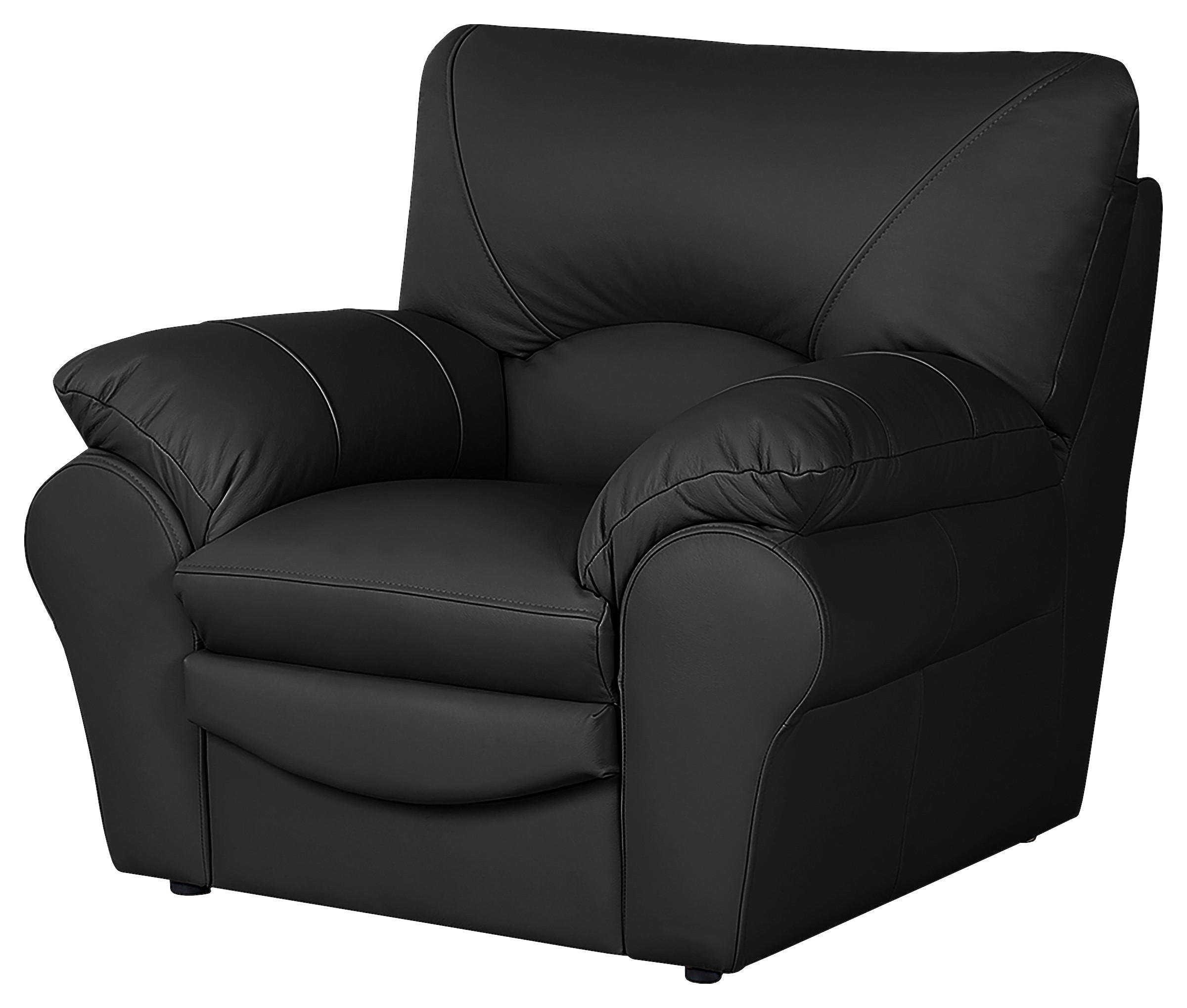 SESSEL in Echtleder Schwarz  - Schwarz, Design, Leder/Kunststoff (105/92/85cm) - Livetastic