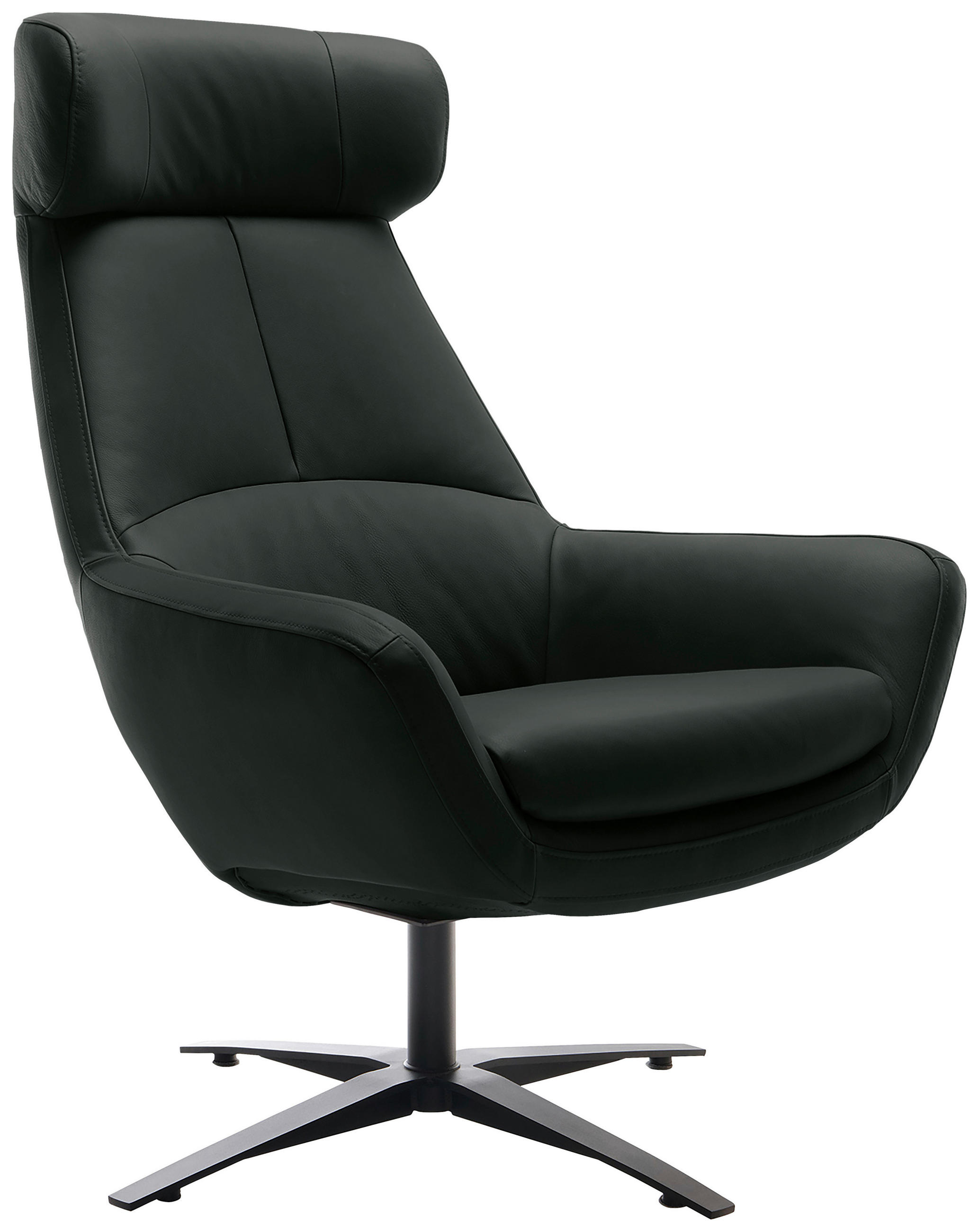 SESSEL in Echtleder Schwarz  - Schwarz, MODERN, Leder/Metall (81/112/83cm) - Trendmanufaktur