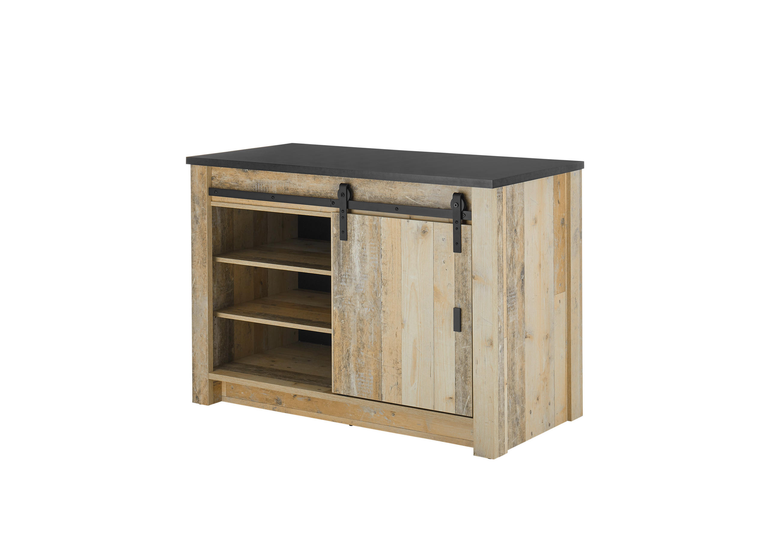 SPÜLENUNTERSCHRANK 133/93/64 cm  in Anthrazit, Naturfarben  - Anthrazit/Schwarz, Trend, Holzwerkstoff/Metall (133/93/64cm) - MID.YOU