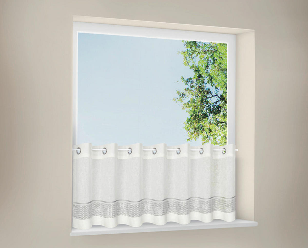 KURZGARDINE   145/50 cm   - Perlmutt/Grau, KONVENTIONELL, Textil (145/50cm)