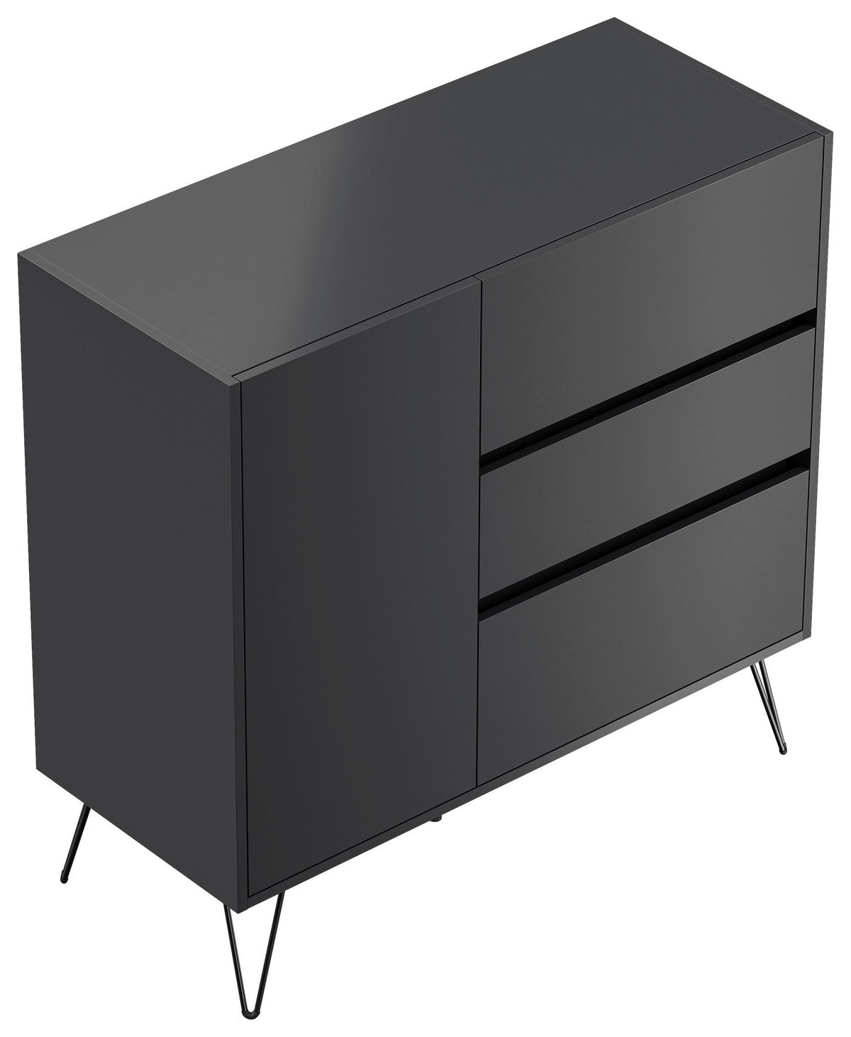 SIDEBOARD Posseik Industrial  in 99/93,6/42 cm  - Graphitfarben/Schwarz, Design, Holzwerkstoff/Metall (99/93,6/42cm) - P & B