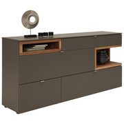 Sideboard in massiv Eiche Dunkelbraun, Eichefarben - Edelstahlfarben/Eichefarben, Design, Holz/Holzwerkstoff (180/88/43cm) - Venjakob