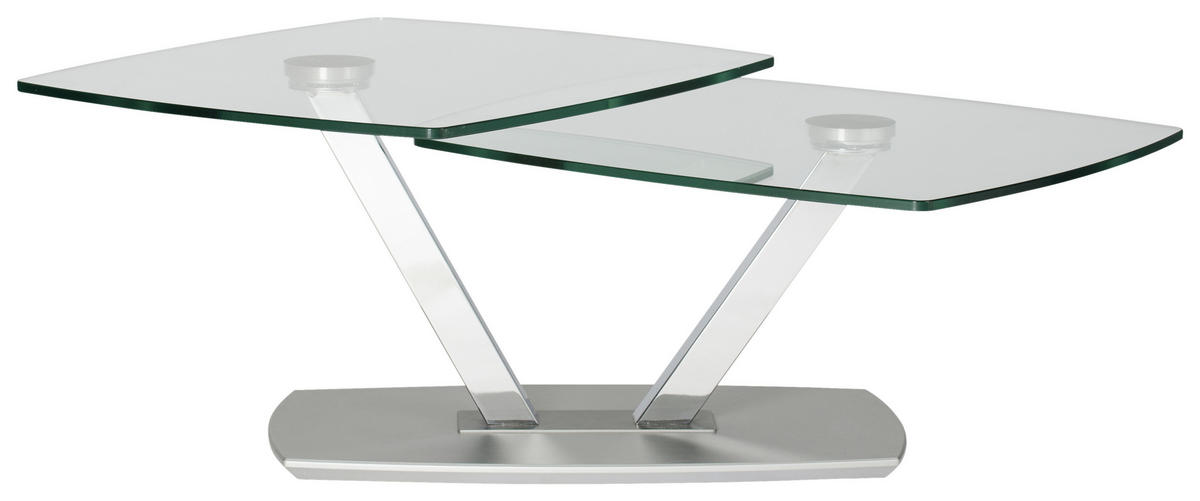 COUCHTISCH in Glas, Holzwerkstoff 96-136/70/44 cm  - Chromfarben, Design, Glas/Holzwerkstoff (96-136/70/44cm)