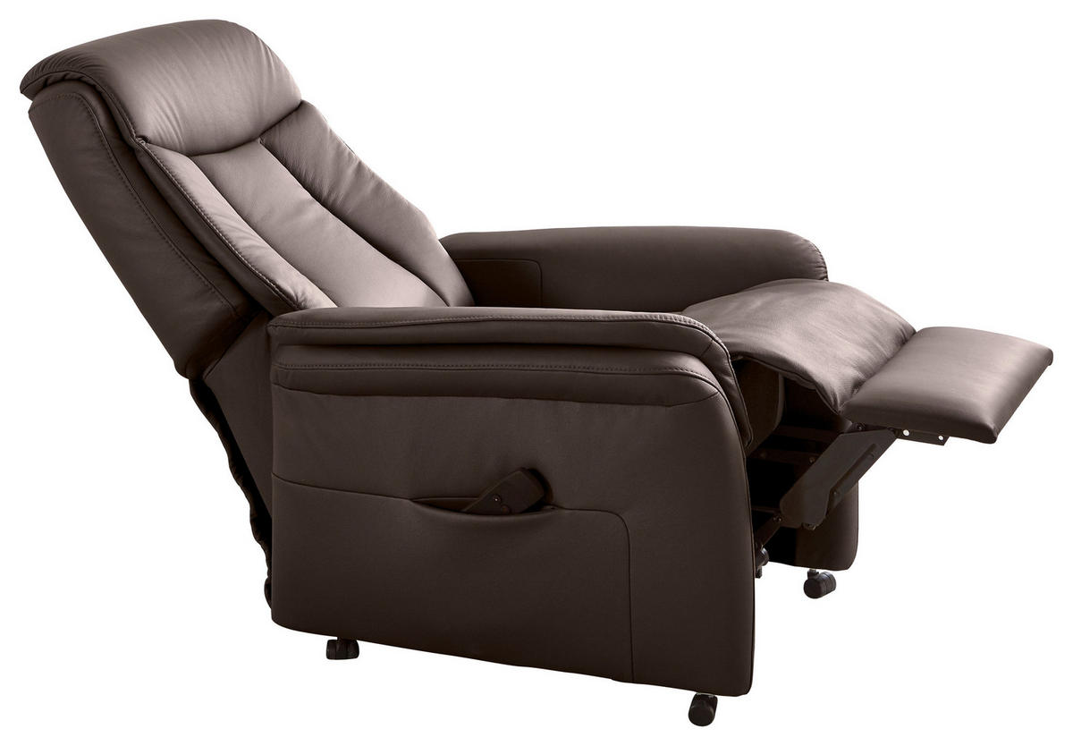 FERNSEHSESSEL in Dunkelbraun  - Dunkelbraun/Schwarz, Konventionell, Leder/Kunststoff (74/107/84cm) - Valdera