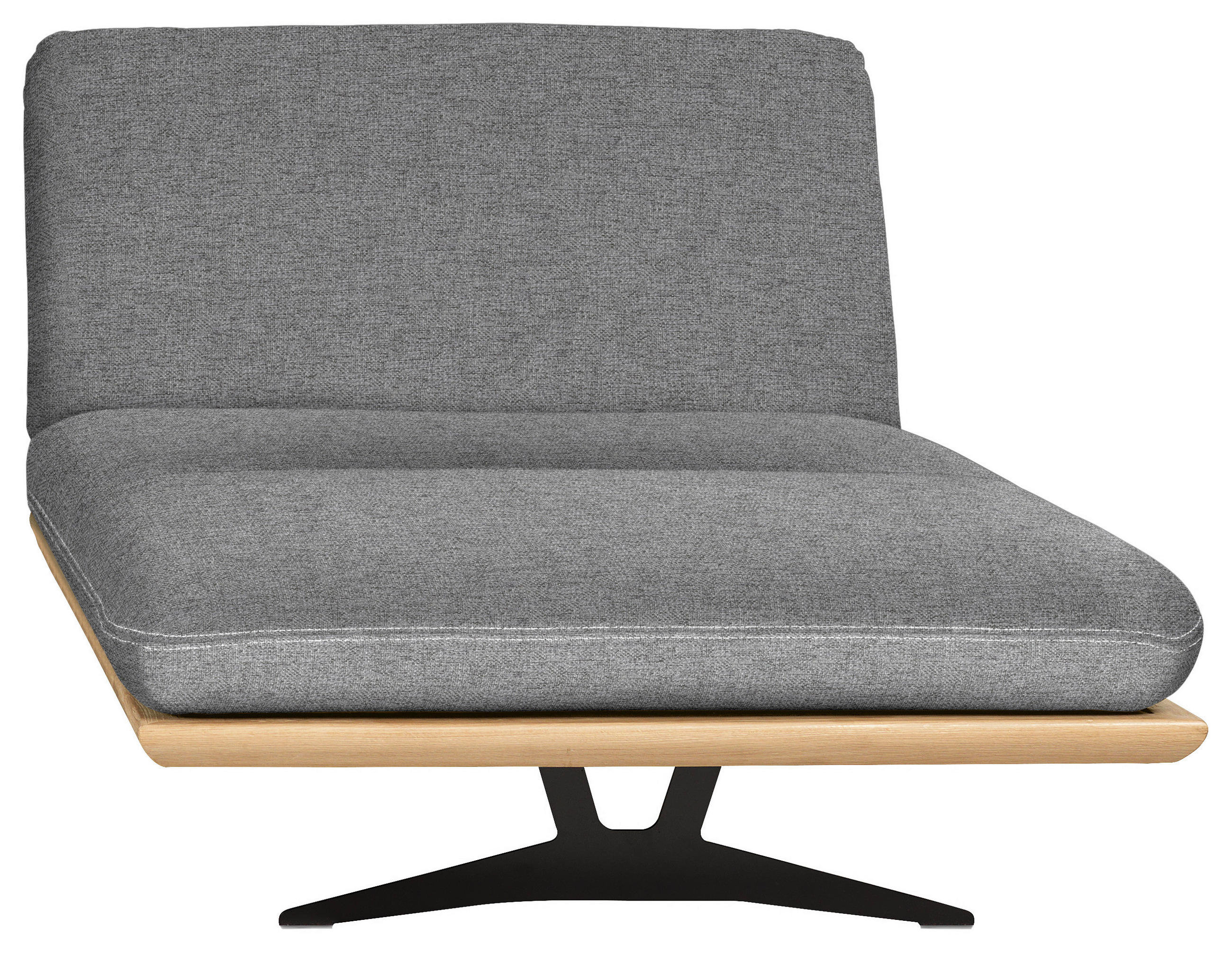 OTTOMANE Palermo in Webstoff Grau, Eichefarben  - Eichefarben/Beige, Design, Holz/Textil (114/92/165cm) - Dieter Knoll