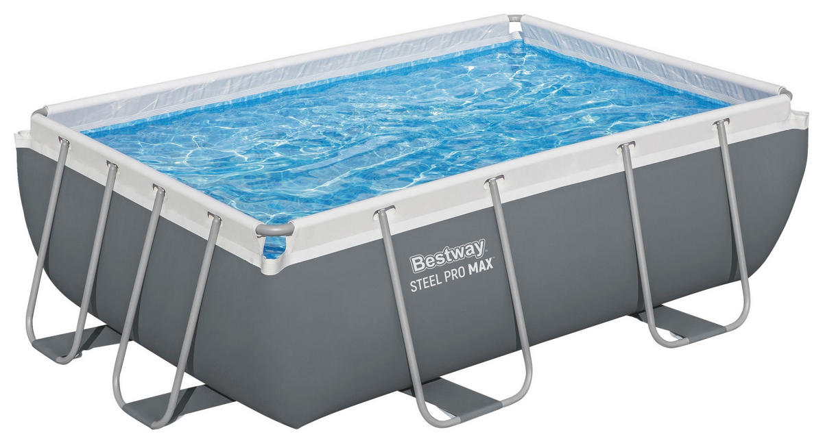 POOL-SET STEEL PRO MAX 56629 282/196/84 cm  - Blau/Grau, KONVENTIONELL, Kunststoff/Metall (282/196/84cm) - Bestway