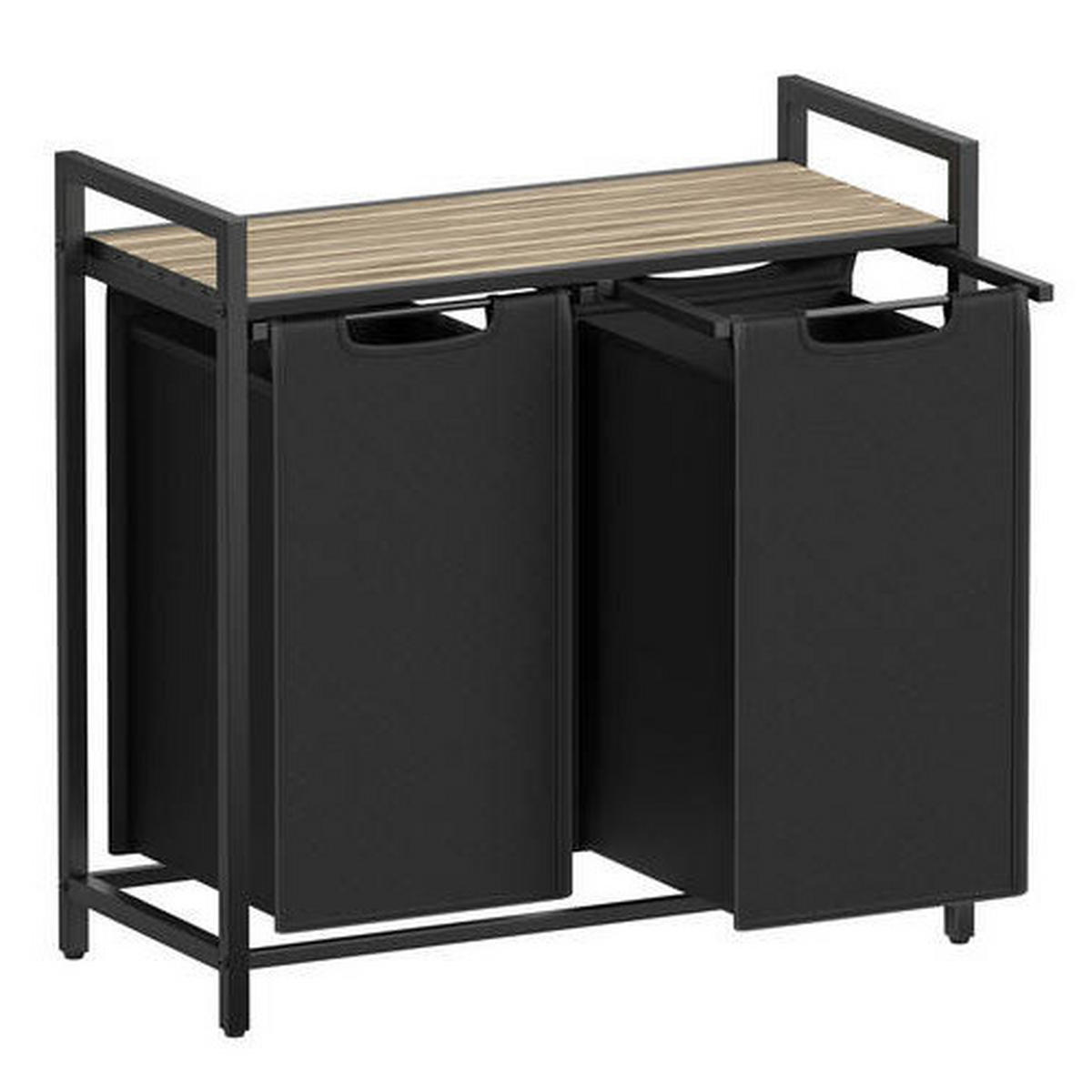 WÄSCHEKORB - Eichefarben/Schwarz, Trend, Holzwerkstoff/Textil (73/72/33cm) - Boxxx