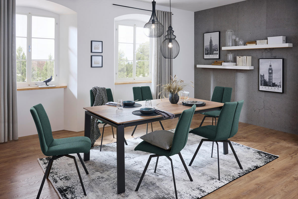 STUHL  Lederauswahl, Stoffauswahl, Typenauswahl Struktur  - Türkis/Anthrazit, Design, Textil/Metall (50/92/64cm) - Venjakob