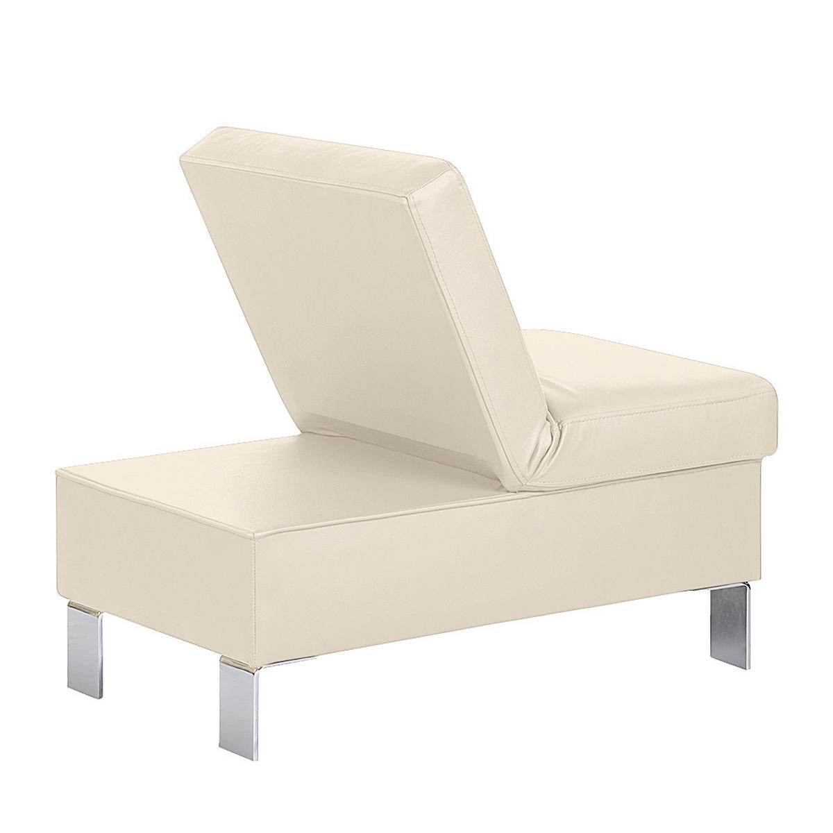 HOCKER in Leder Beige  - Chromfarben/Beige, Design, Leder/Metall (91/44/57cm) - Livetastic