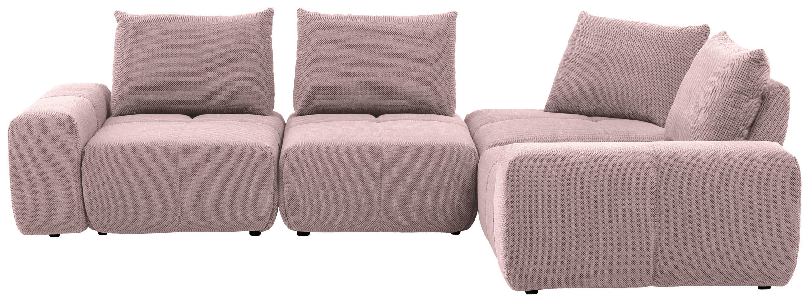 ECKSOFA in Velours Altrosa  - Schwarz/Altrosa, Design, Kunststoff/Textil (326/236cm) - Xora