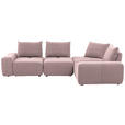 ECKSOFA in Velours Altrosa  - Schwarz/Altrosa, Design, Kunststoff/Textil (326/236cm) - Xora