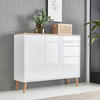 KOMMODE Mailand Typ 10 + HF  in 105,5/86/33 cm  - Weiß Hochglanz/Eiche Artisan, MODERN, Holz/Holzwerkstoff (105,5/86/33cm) - MID.YOU