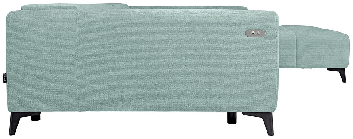 ECKSOFA Hellblau Chenille  - Schwarz/Hellblau, KONVENTIONELL, Kunststoff/Textil (279/222cm) - Hom`in