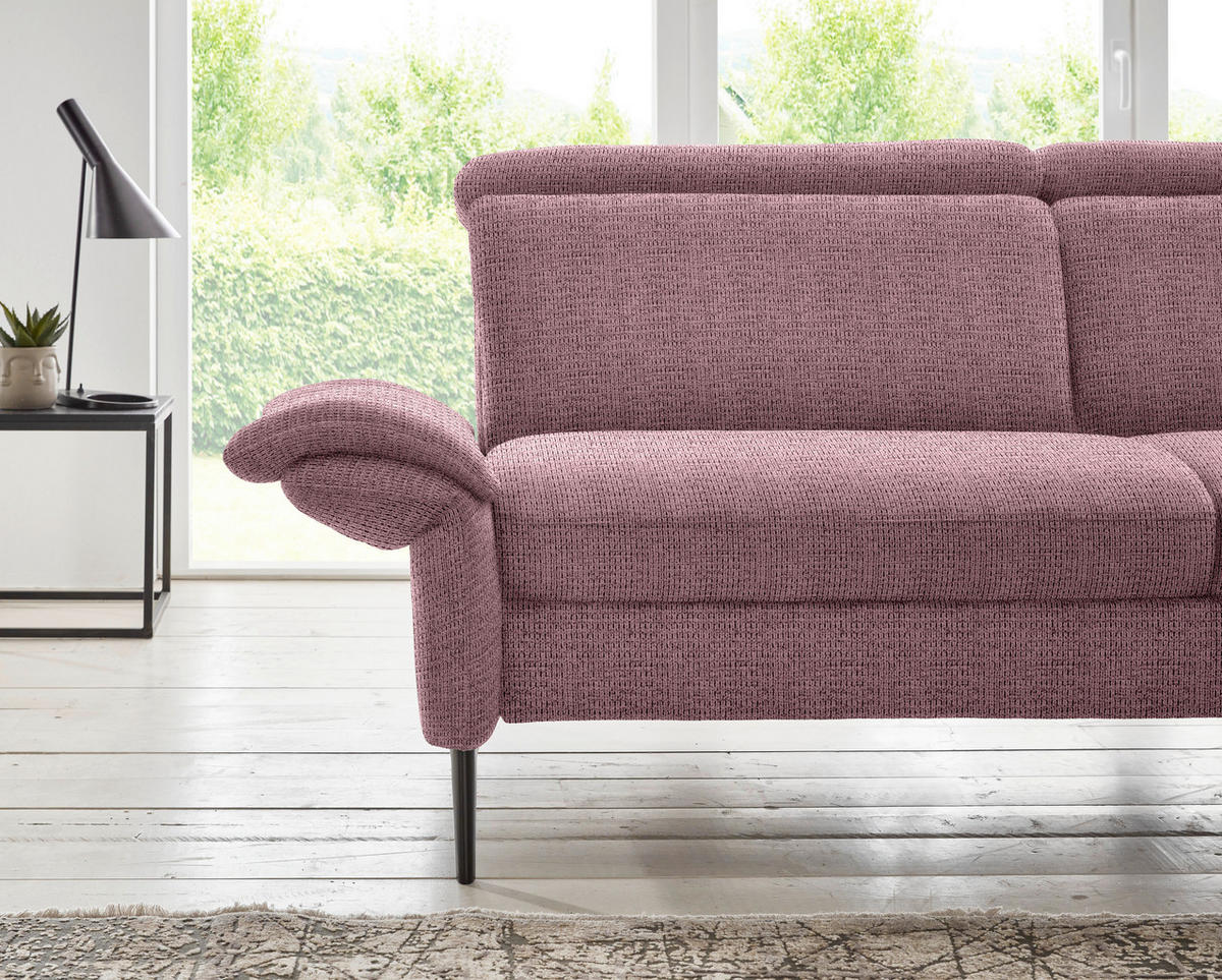 ECKSOFA in Struktur Flieder  - Flieder/Schwarz, Modern, Textil/Metall (275/235cm) - Cantus