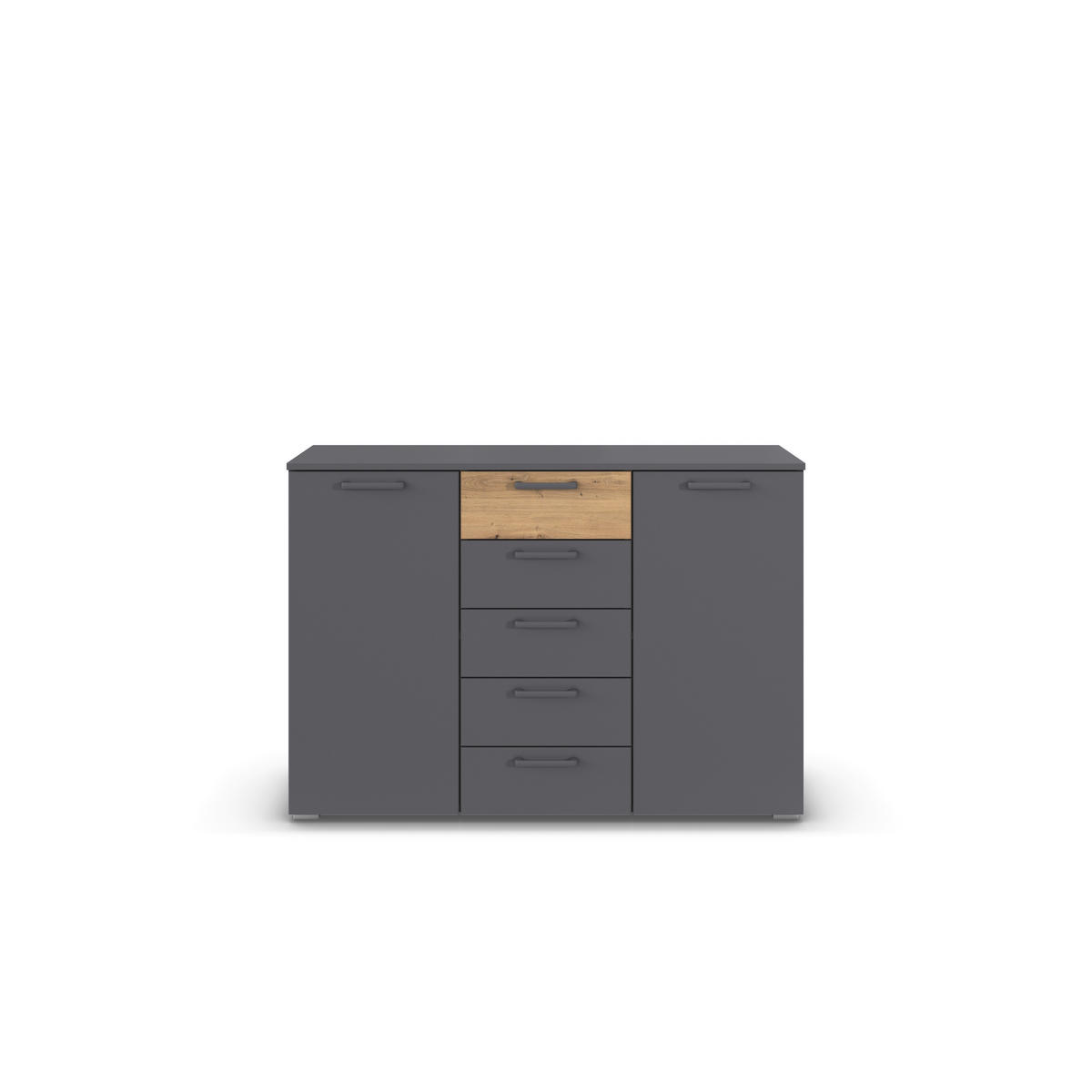KOMMODE , 120/84/40 cm, 5 Schublade(n)  - Eiche Artisan/Grau, MODERN, Holzwerkstoff/Kunststoff (120/84/40cm) - Rauch Möbel