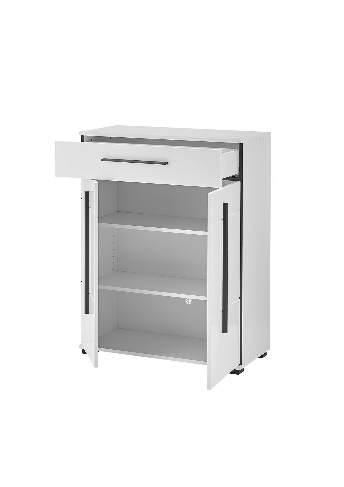 SCHUHSCHRANK  in 80/103/39 cm  - Weiß Hochglanz/Schwarz, MODERN, Holzwerkstoff/Kunststoff (80/103/39cm) - MID.YOU