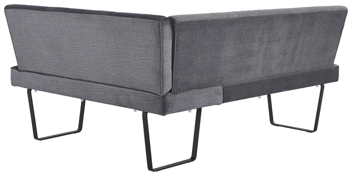 ECKBANK 190/150 cm Samt Dunkelgrau   - Dunkelgrau/Schwarz, KONVENTIONELL, Textil/Metall (190/150cm) - MID.YOU