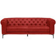 CHESTERFIELD-SOFA in Samt Rot  - Rot/Schwarz, Trend, Textil/Metall (220/75/90cm) - Carryhome