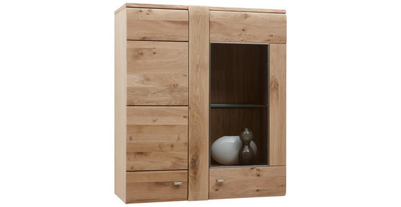 HÄNGEVITRINE Eiche furniert, massiv Eichefarben - Eichefarben/Alufarben, KONVENTIONELL, Glas/Holz (89/103,3/37,7cm) - Voleo