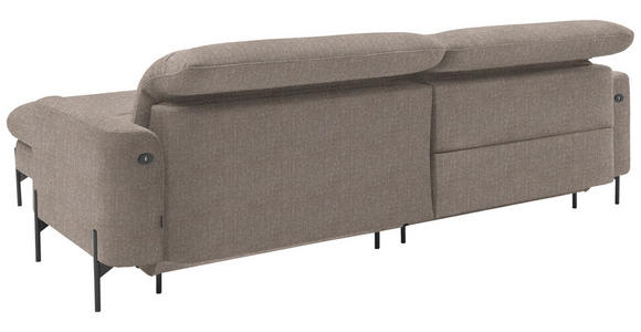 ECKSOFA in Flachgewebe Hellbraun  - Hellbraun/Schwarz, Design, Textil/Metall (252/191cm) - Dieter Knoll