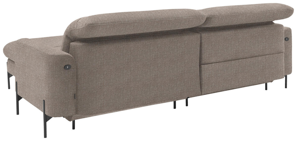 ECKSOFA in Flachgewebe Hellbraun  - Hellbraun/Schwarz, Design, Textil/Metall (252/191cm) - Dieter Knoll