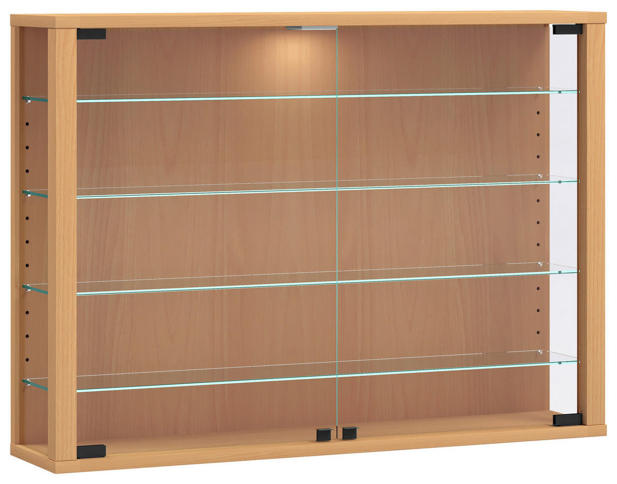 VÄGGHÄNGT VITRINSKÅP i bokfärgad   - bokfärgad, Design, trämaterial/glas (83/60/18cm) - MID.YOU