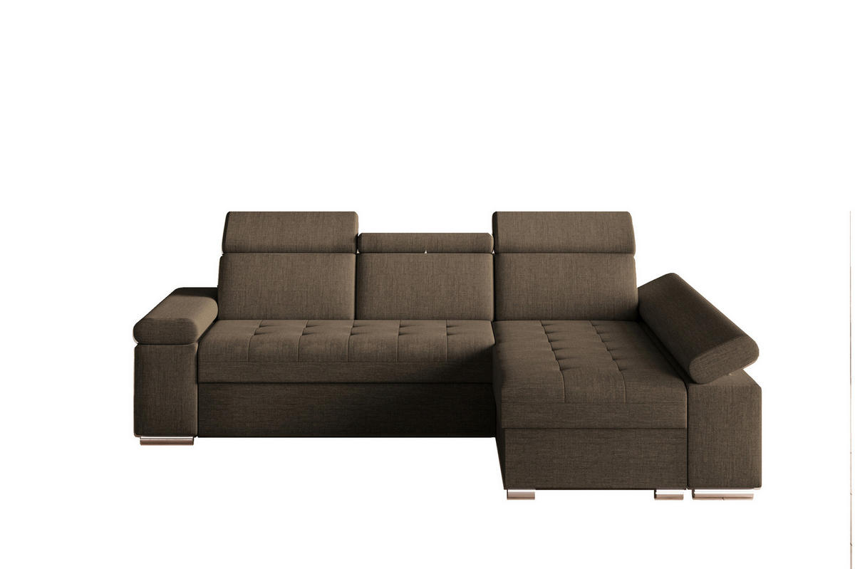 ECKSOFA TORONTO in Webstoff Braun  - Silberfarben/Braun, Design, Kunststoff/Textil (260/168cm) - MID.YOU