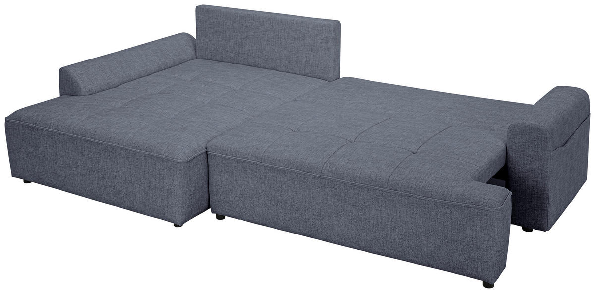 ECKSOFA in Mikrofaser Blau  - Blau/Schwarz, KONVENTIONELL, Kunststoff/Textil (169/295cm) - Carryhome