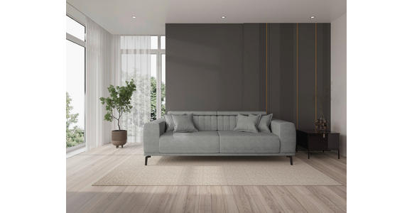 3-SITZER-SOFA  in Webstoff Grau  - Schwarz/Grau, KONVENTIONELL, Textil/Metall (240/80/113cm) - Carryhome