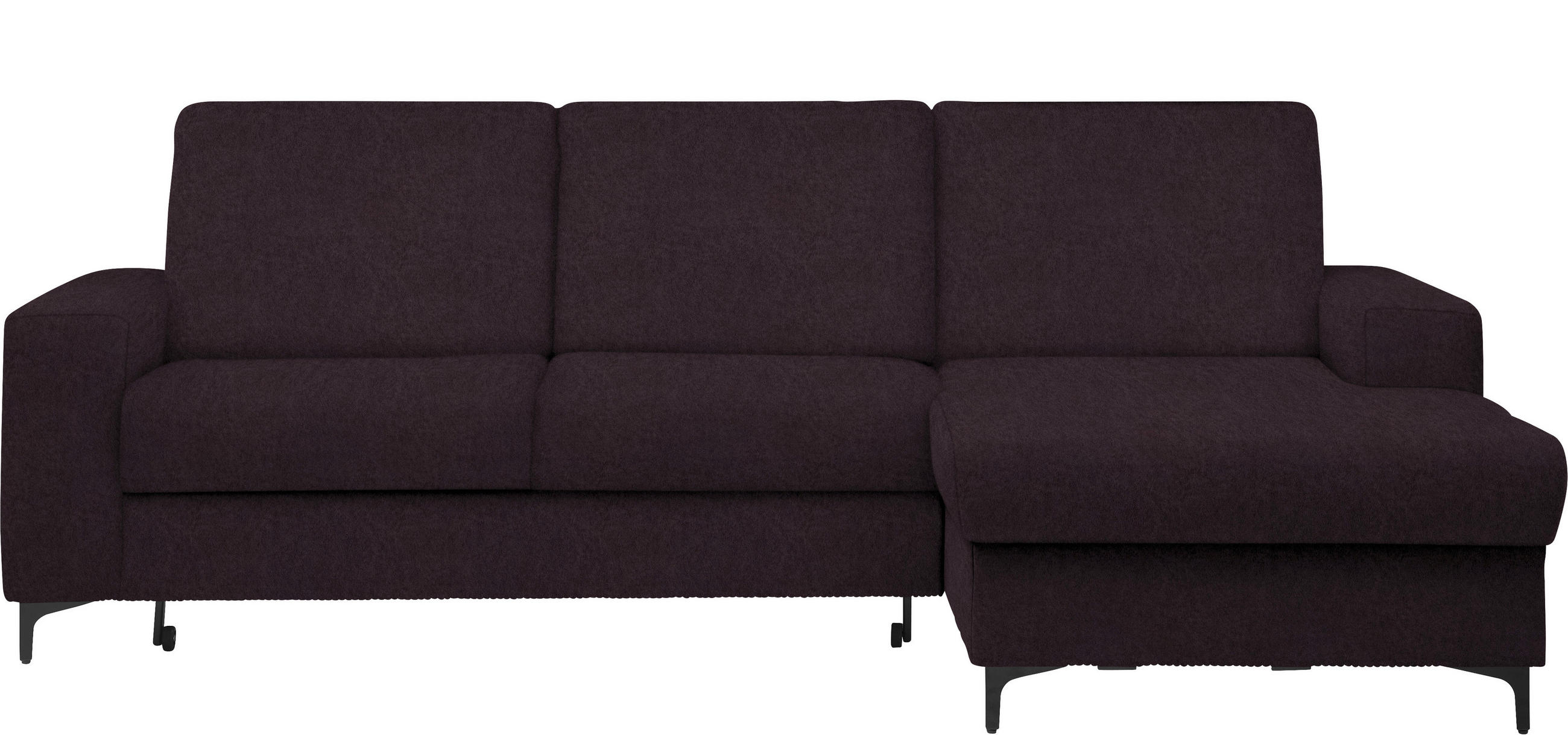 ECKSOFA Aubergine Velours  - Aubergine/Schwarz, KONVENTIONELL, Textil/Metall (247/167cm) - Stylife