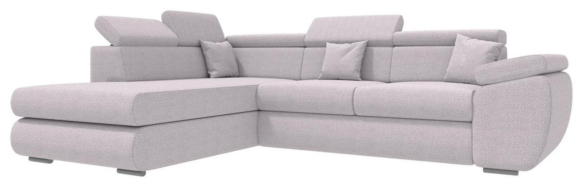ECKSOFA Hellgrau Struktur  - Chromfarben/Hellgrau, KONVENTIONELL, Kunststoff/Textil (205/282cm) - Carryhome