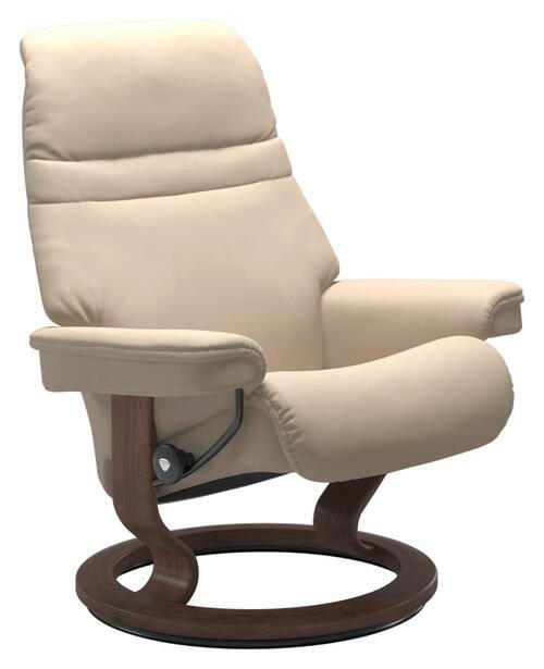 RELAXSESSEL SUNRISE Echtleder Relaxfunktion    - Beige/Walnussfarben, KONVENTIONELL, Leder/Holz (79/103/73cm) - Stressless